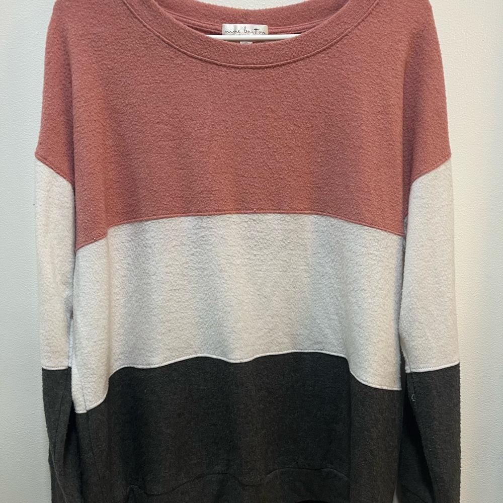 Colorblock Sweater in Pink, Gray, and Black